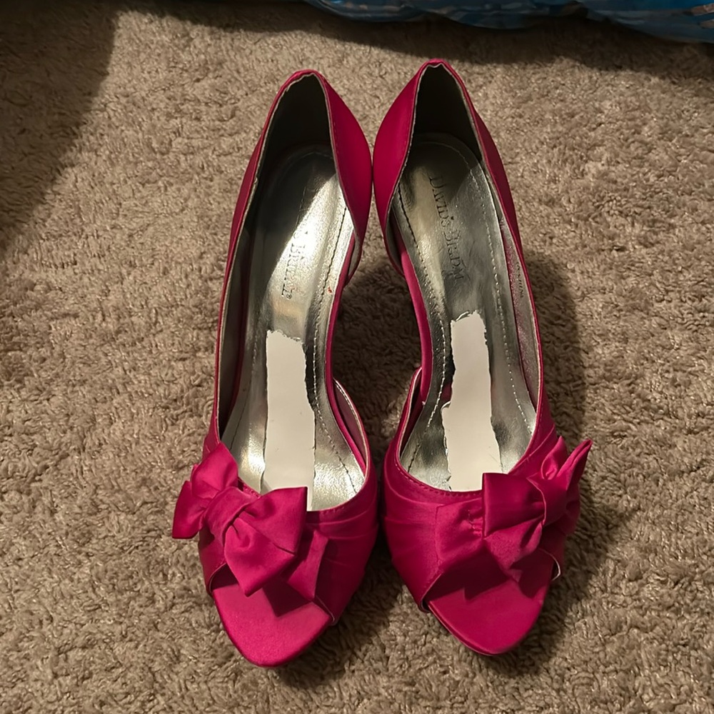 Magenta Heels with Bows - Womens Size 10 (Maribelle Davids Bridal)